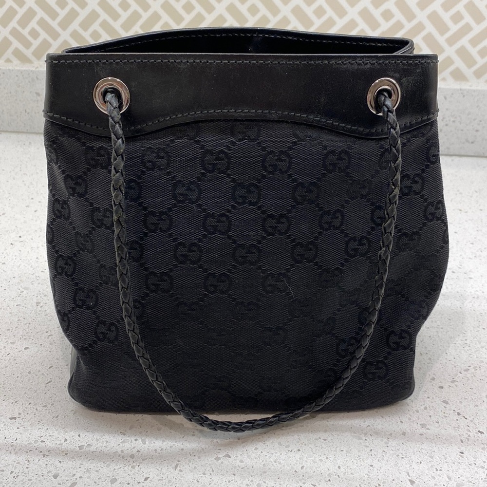 Vintage Gucci Bucket Bag- Black Canvas GG